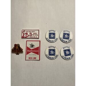 Vintage Lot Of Budweiser Anheuser Busch Magnets And Pin Bud Man Bud Bowl